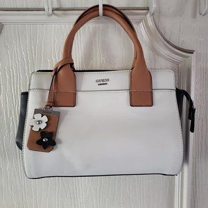 New Guess satchel handbag in black/white